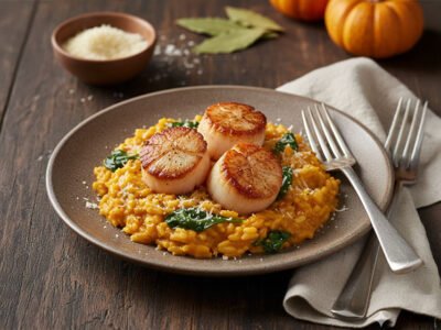 Pumpkin Risotto with Seared Scallops