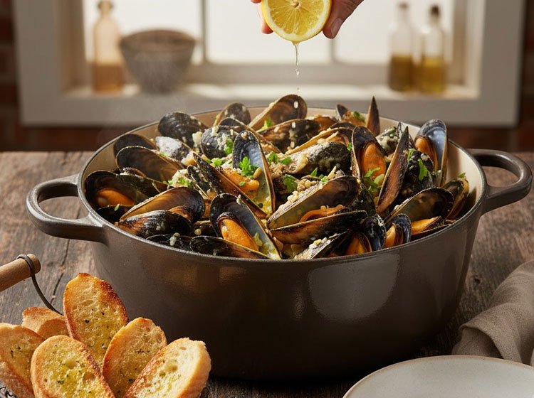 White Wine Butter Mussels